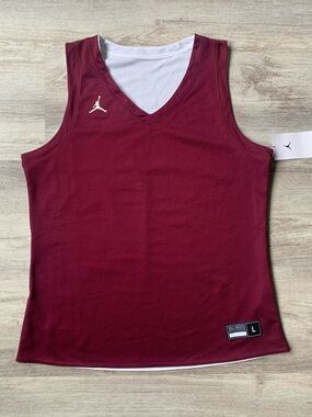 NWT Women's Jordan Flight Team Reversible Basketball Jersey Maroon/white size L